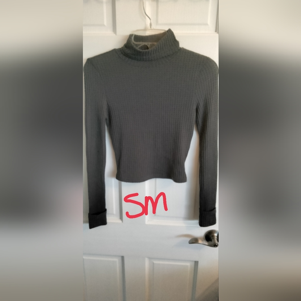 SHEIN Charcoal Ribbed Long Sleeve Top